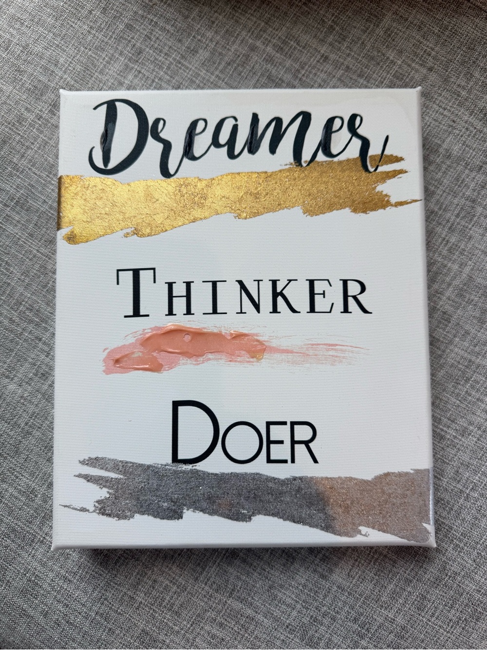 Pier 1 'Dreamer Thinker Doer' Canvas Art - White with Gold, Pink, Silver Accents